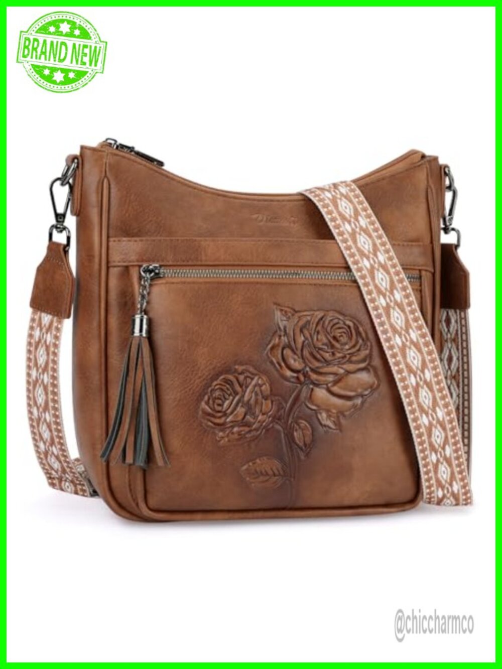Large Vegan Leather Hobo Crossbody Bag Embossed Purse for Women